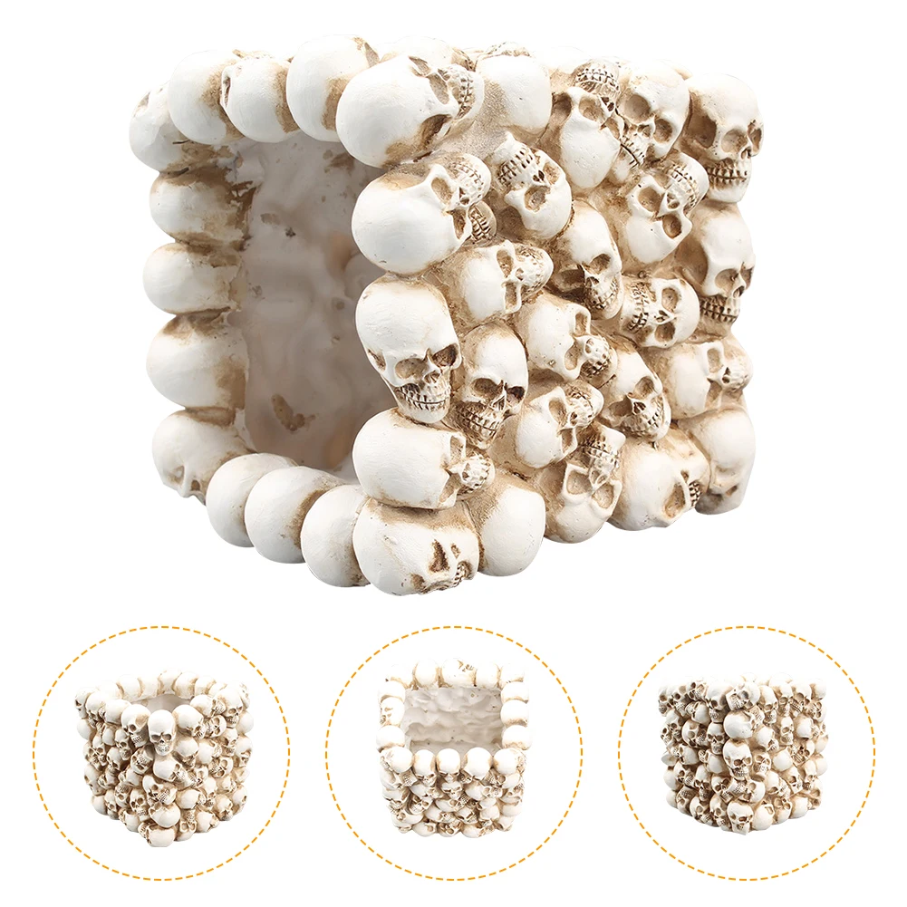 

Stationery Square Desktop Halloween Pen Holder School Office Resin Skeleton Skull Shape Gothic Style Container Pencil Storage