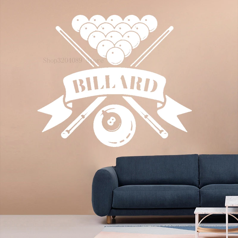 Интересная Наклейка на стену в виде восьми шаров бильярда силуэт виниловый