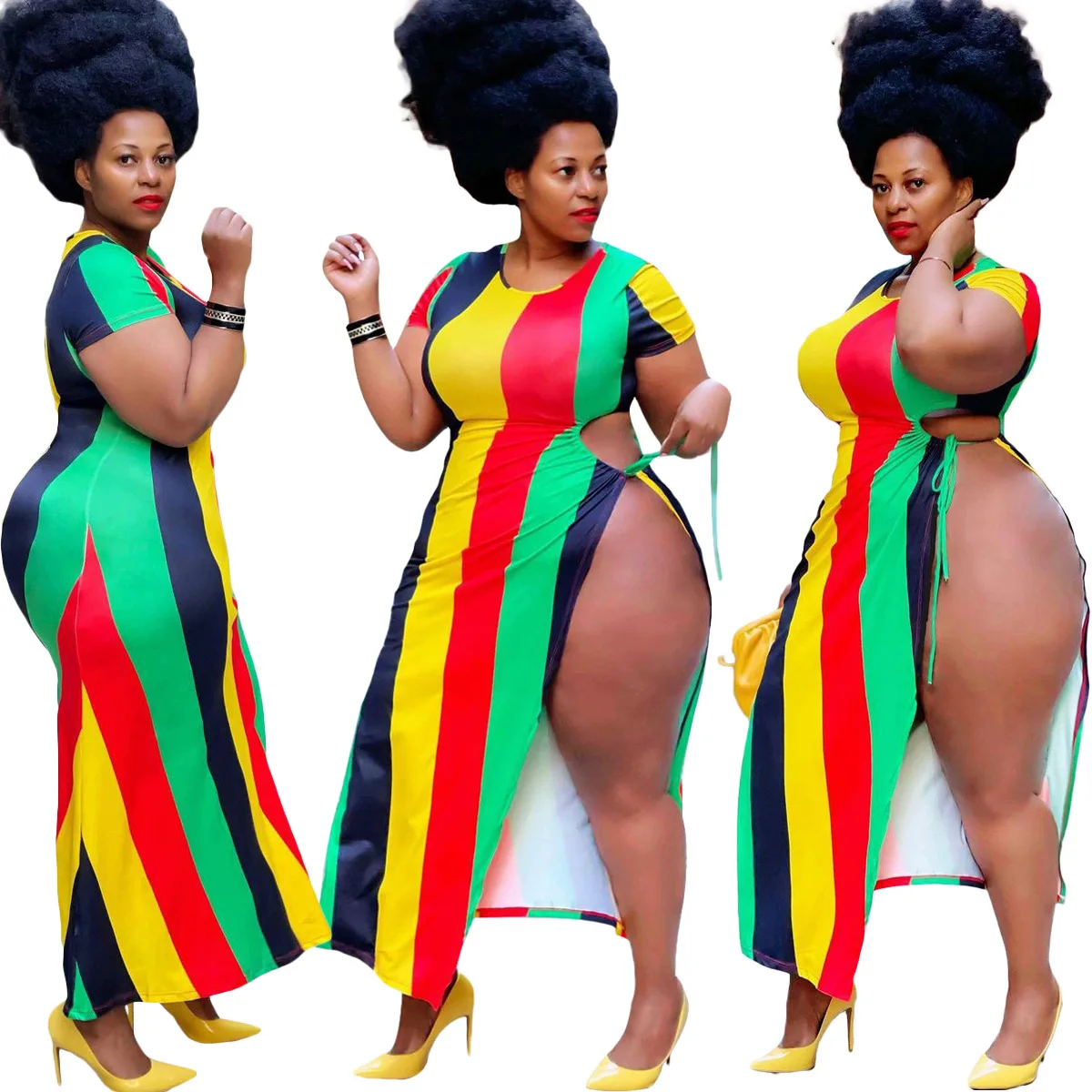 

Цвет в полоску с принтом женские сексуальные вечерние платья INS, горячая распродажа, с О-образным вырезом высокое Разделение полые ботильон...