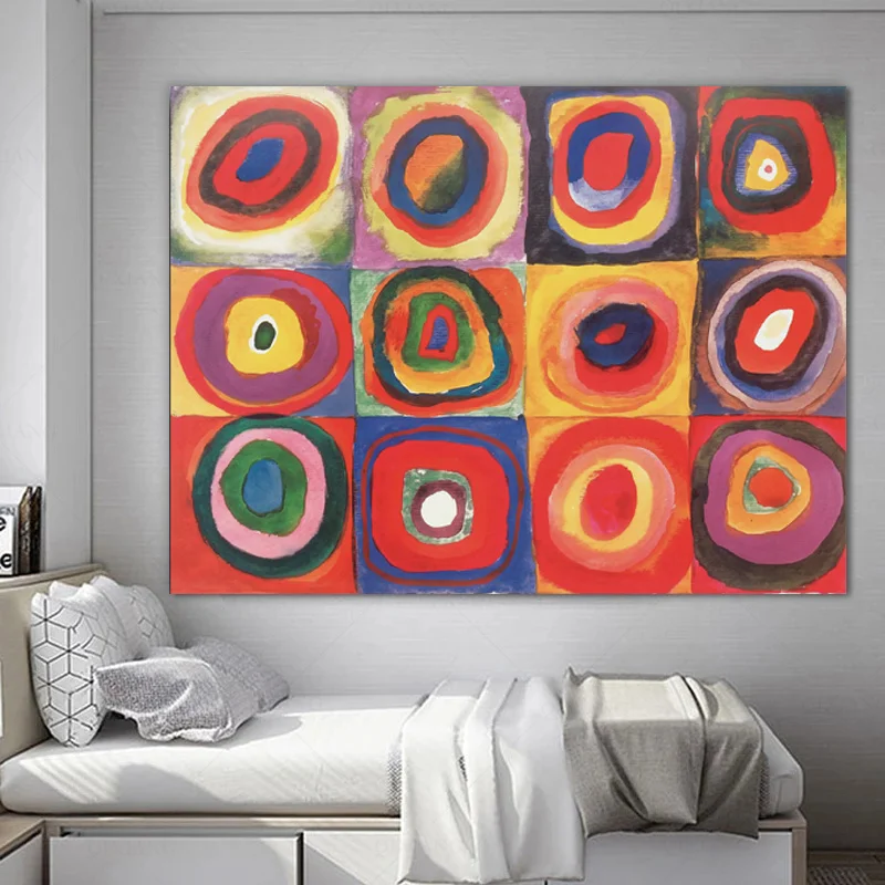 Абстрактная красная круглая Картина на холсте Современные Wassily Kandinsky постеры и