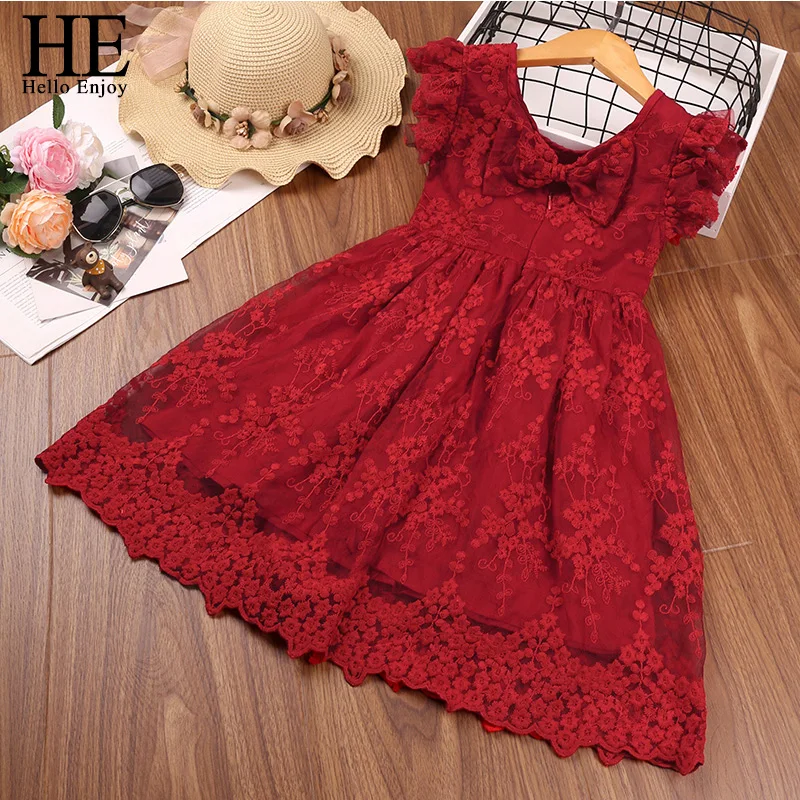 

HE Hello Enjoy Summer Lace Children Clothing Princess Kids Dresses For Girls Casual Wear Dress 3 8 Years Girls Dress Vestido