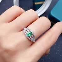luxury sterling silver emerald ring for party 4mm6mm natural emerald silver ring 925 silver emerald jewelry