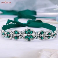 topqueen s39 luxury green diamond bridal belt emerald rhinestone wedding dresses accessories women bridesmaid evening girdles