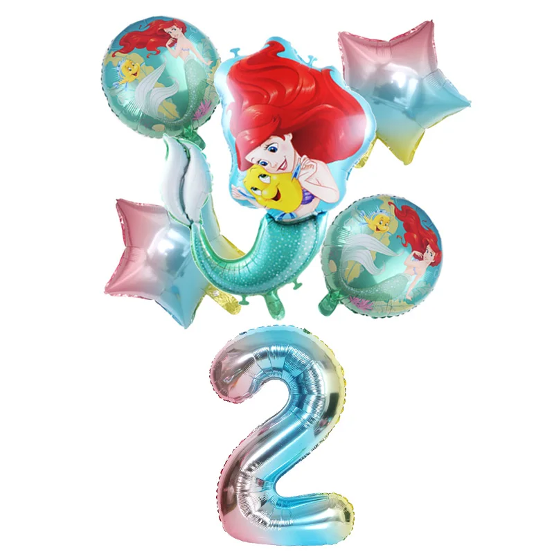 1 комплект фольгированные воздушные шары в виде русалки Ариэль 32 дюйма|Воздушные