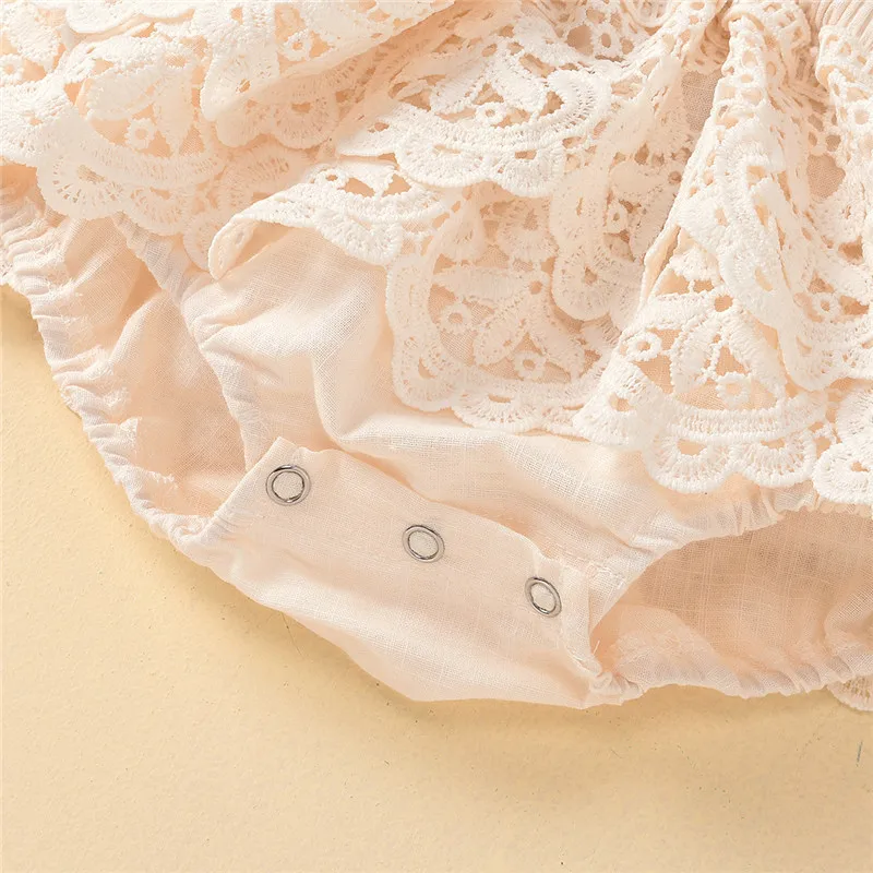 

Infant Baby Girls Lace Embroidery Romper Sweet Newborn Fly Sleeve Backless White Jumpsuit Summer Toddler Princess Tutu Bodysuit
