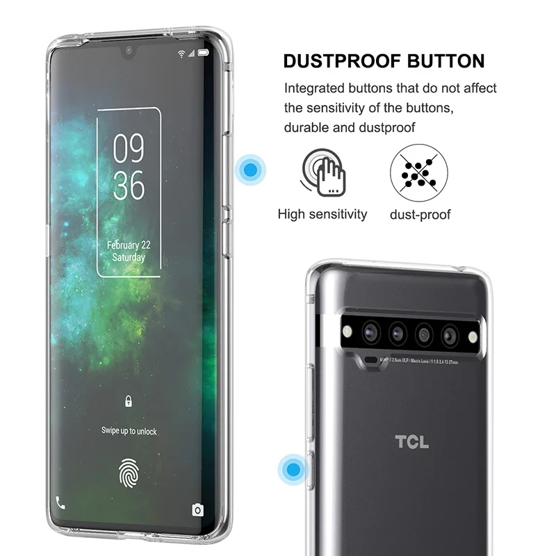 Роскошный Ультратонкий прозрачный силиконовый чехол для телефона TCL 10 Pro мягкая