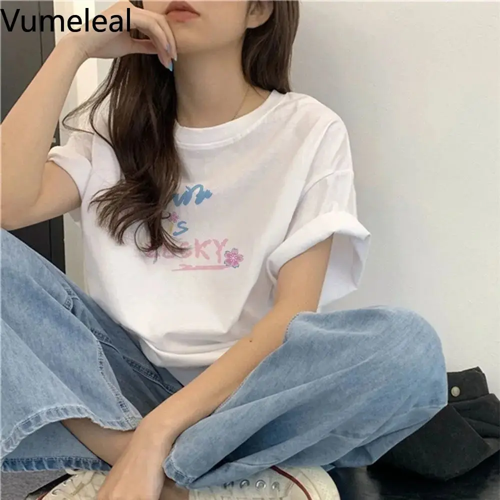 

The New Korean Loose Short-sleeved T-shirt for Summer Top Women's T-shirt Y2k Aesthetic T Shirt Women Sexy Aesthetic Shirts