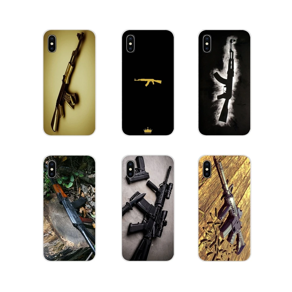 Для Apple iPhone X XR XS 11Pro MAX 4S 5S 5C SE 6S 7 8 Plus ipod 5 6 AK47 пистолет пули аксессуары чехол для