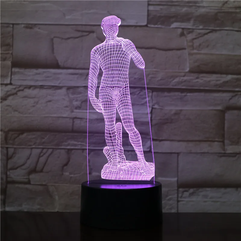 Микеланджело Дэвид 3D светодиодный ночной Светильник Скульптура рисунок Touch Сенсор RGB декоративные настольные лампы, для маленьких детей, Дэвид Скульптура настольная лампа