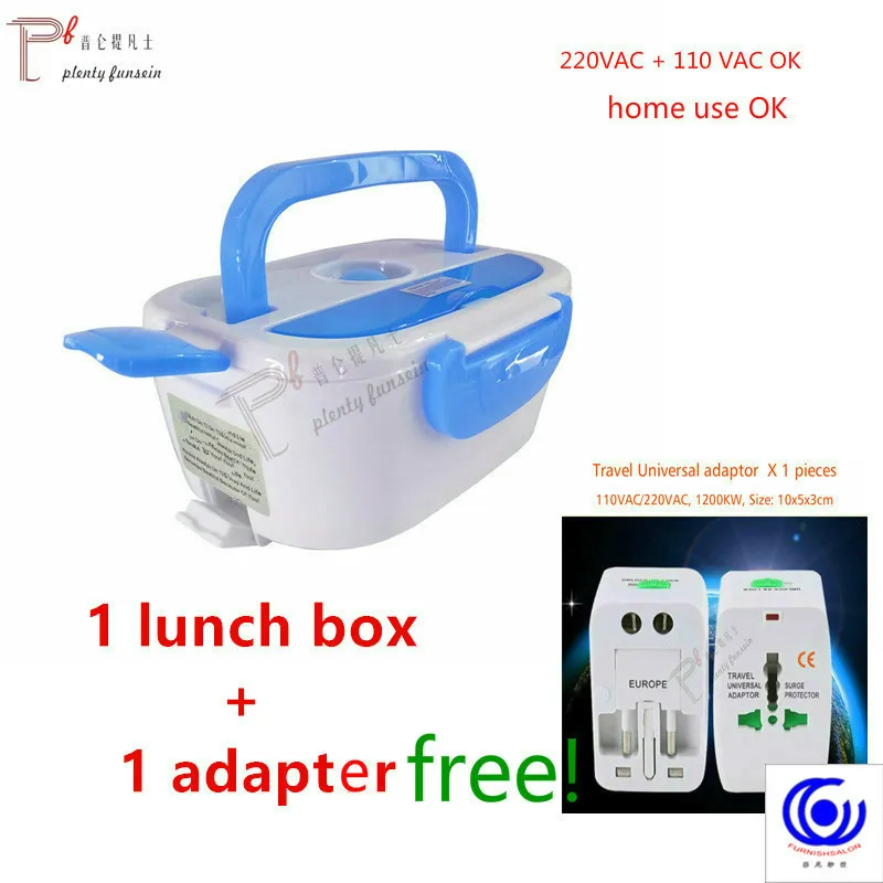 110-220V BlueSet 220&110VAC/12VDC cute 4 Buckles Cooking PTC Electric Heating Lunch Box Set Portable Food-Grade Container Warmer food thermal - Цвет: 110-220V BlueSet