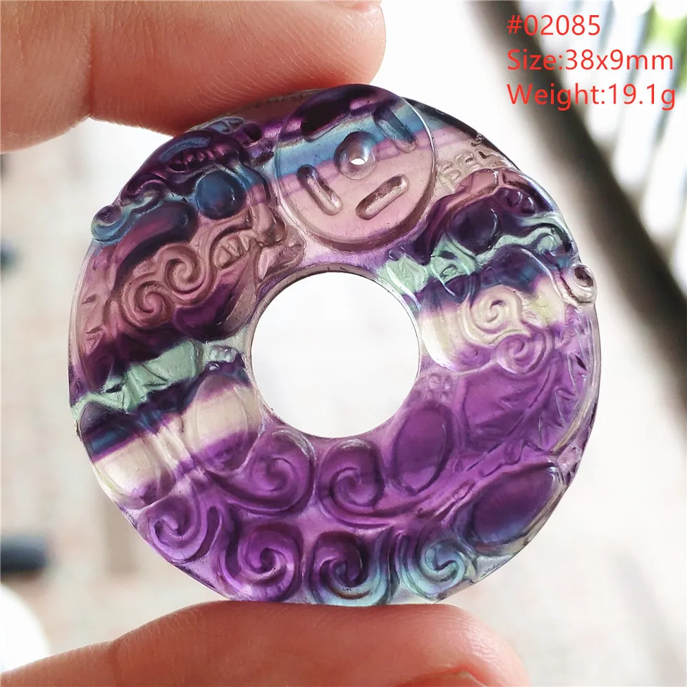 Цепочка с круглым кулоном из натурального Pupele, кварцевый флюорит, фиолетовый кристалл, флюорит, Радужный пончик для женщин и мужчин, AAAAA