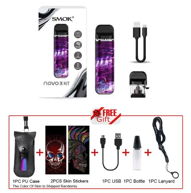 NOVO 2 Purple Shell SMOK Novo 2 комплект 800 мАч батарея электронная сигарета вейп мини Vape с картриджем Pod катушки атомайзер S NORD PRM40 - Цвет: NOVO 2 Purple Shell