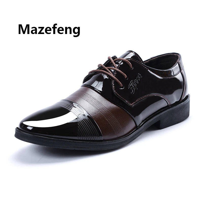 

Mazefeng 2019 Fashion Business Dress Men Shoes Classic Genuine Leather Men'S Suits Shoes Fashion Slip on Dress Shoes Men Oxfords