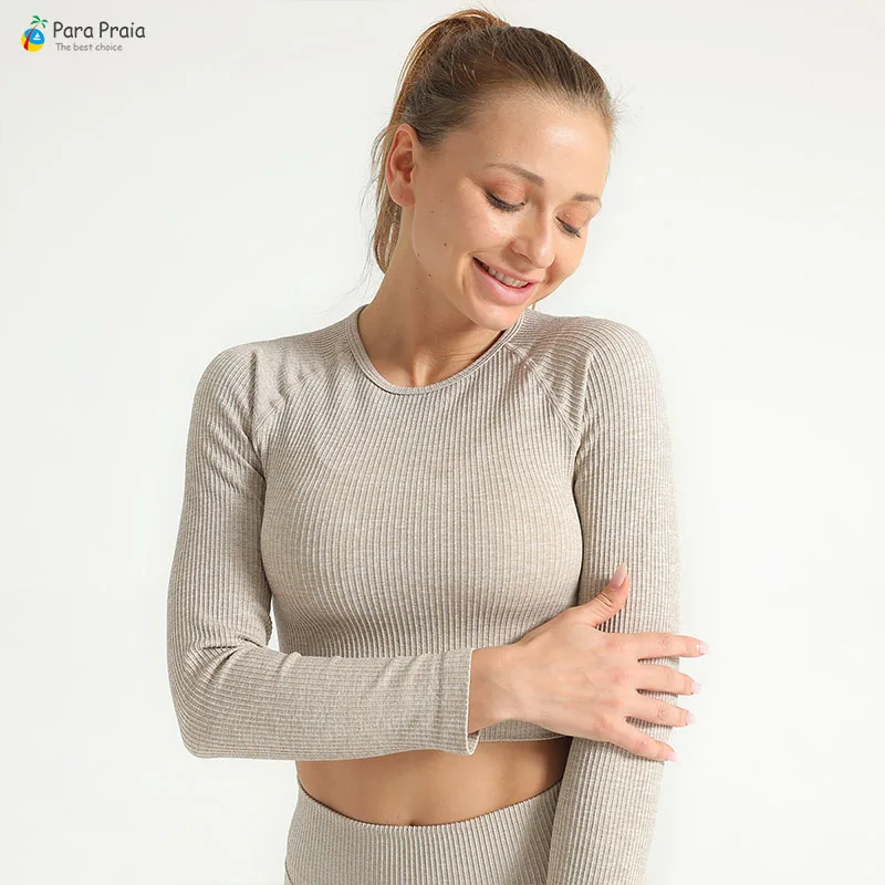 Спортивная футболка для пляжа с длинным рукавом комплект йоги спортивная одежда