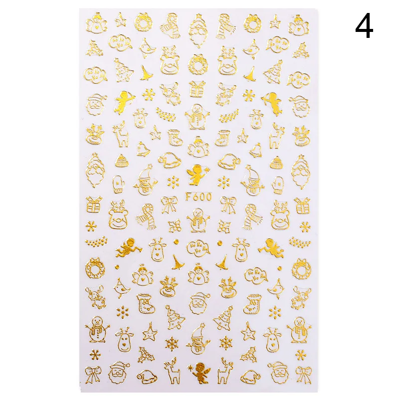 

3D Nail Art Christmas Slider Wraps Snowflake Elk Santa Adhesive Flame Sticker Gold Manicure Nails Designs Decoration
