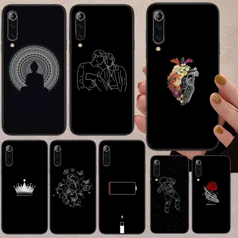 Чехол для телефона с рисунком на черном фоне Xiaomi Mi 8 Lite 9 SE 10 10T Pro 11 серии черный