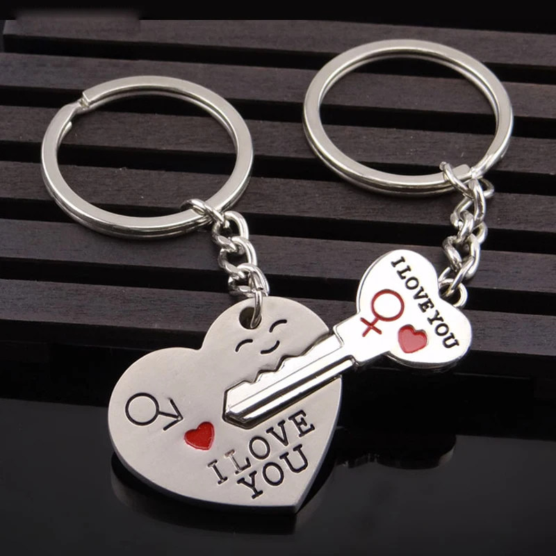 Популярный брелок для ключей из сплава металла в виде капель масла I Love You письмо Сердце Ключ Форма Сплит Ключ Пряжка ювелирные изделия Модные подарки