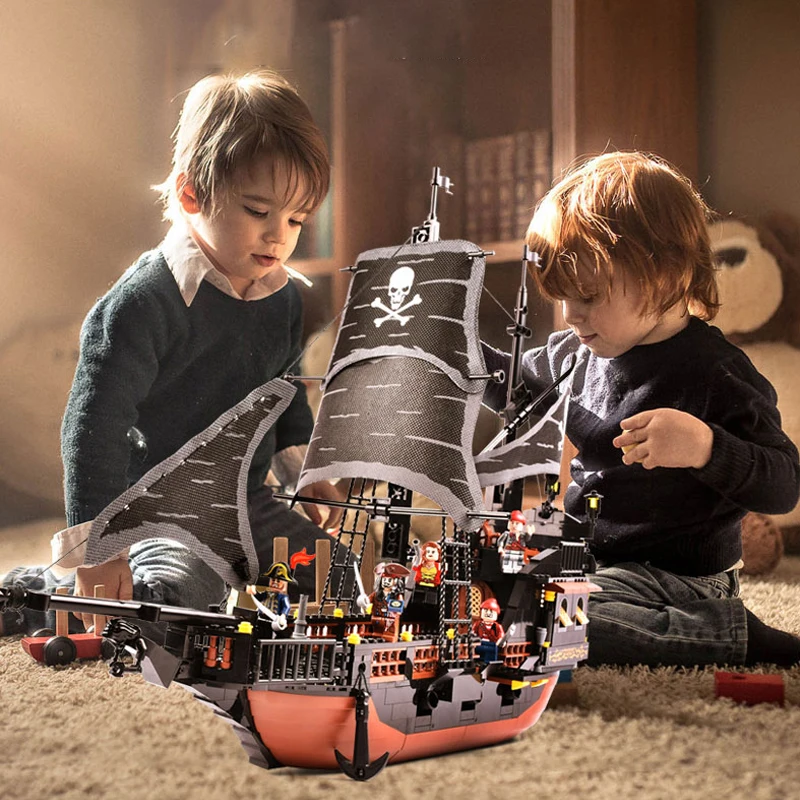 Большой черный жемчуг строительные блоки совместимы с legoings Пираты корабль