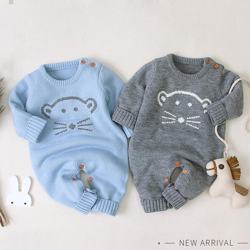 

Autumn Winter Baby Boys Girls Cute Bear Rompers Clothes 2020 Children Baby Boy Girl Kids Knitting Long Sleeve Rompers