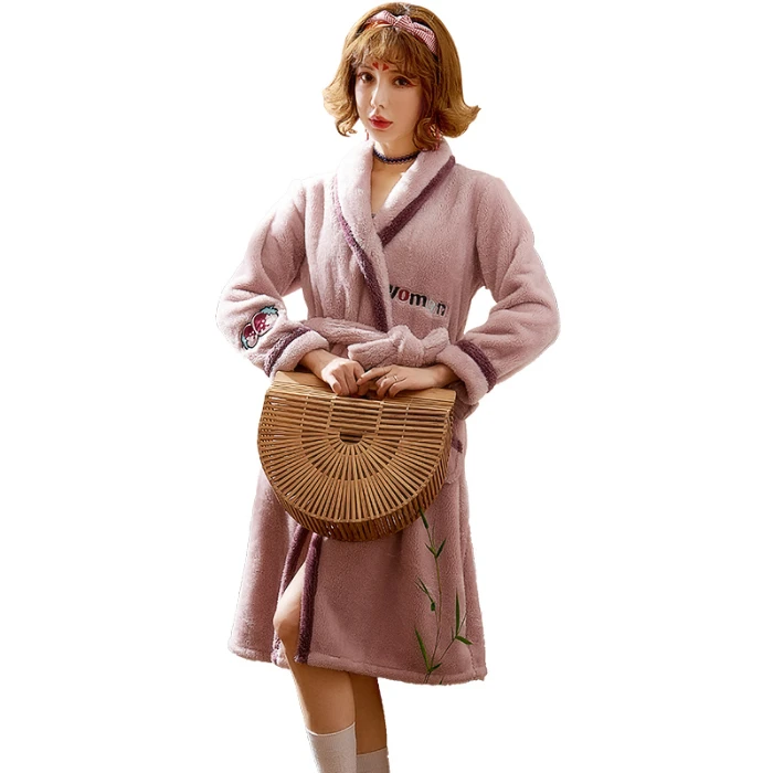 JRMISSLI однотонная зимняя женская пижама купальный халат женские коралловые