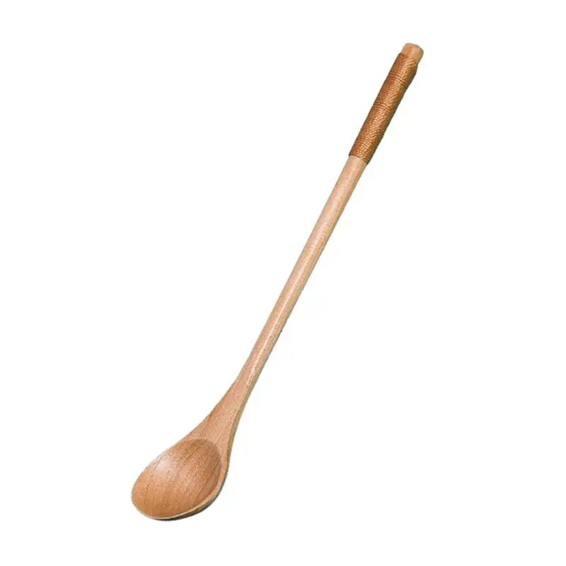 

Kitchen Cooking Wooden Long Spoon Utensil Tool Tableware Spoon Soup Teaspoon Stirring Spoon Coffee Spoons
