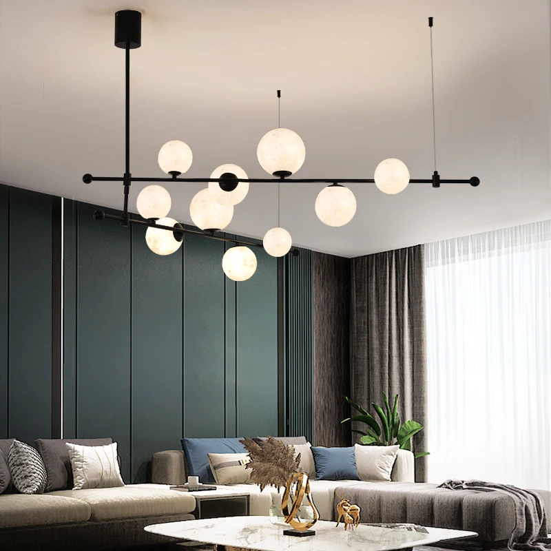 

Nordic Style 3D Printing Planet Led Chandelier Creative Rotatable Rord Livingroom Hall Restaurant Cafe Bar Decor Hanginglamp