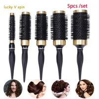 high temperature resistant round barrel comb 5 size ceramic iron hair brush anti static hairstyling drying curling tool