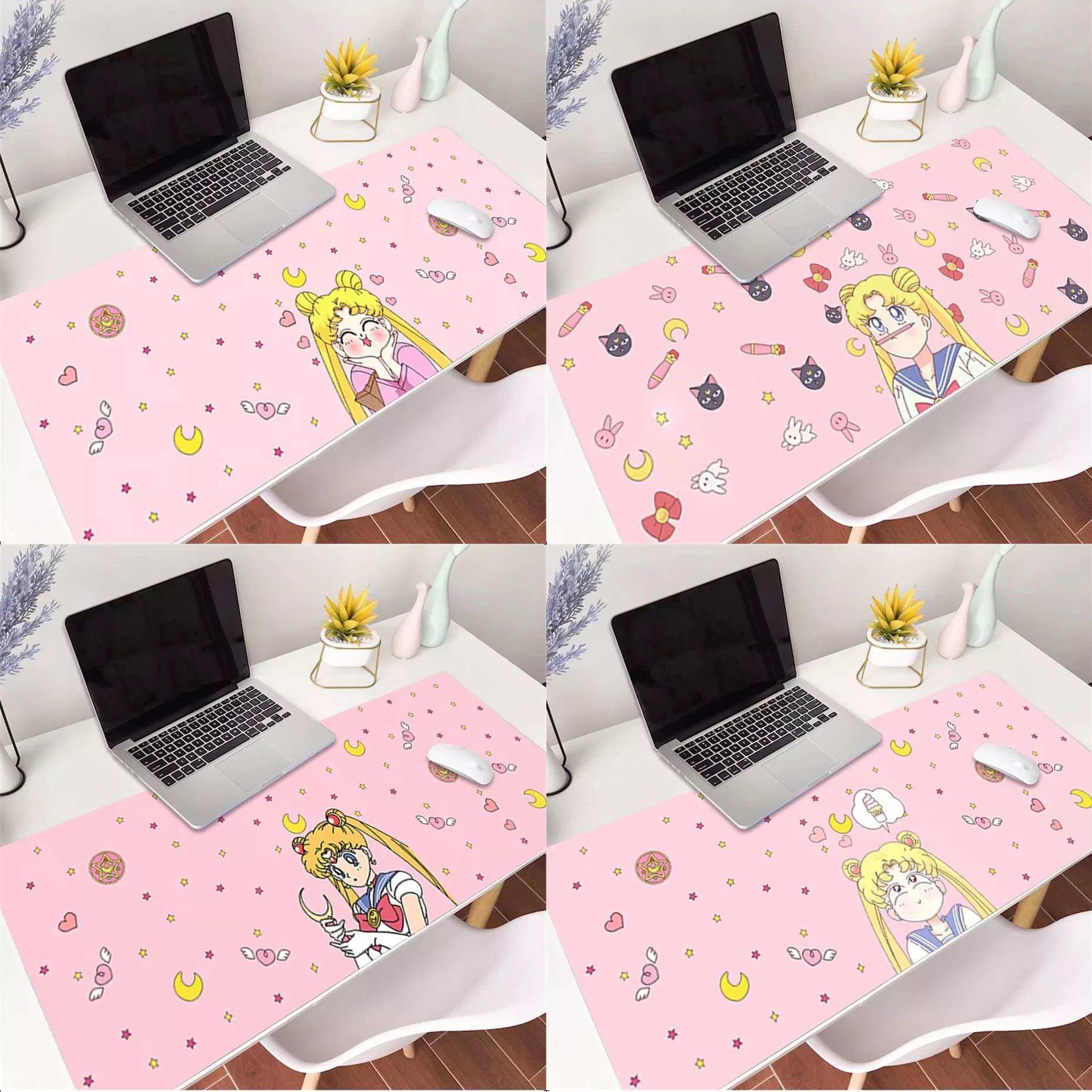 Розовый Сейлор Мун узор Kawaii девичьи новые Печатный игровой Мышь Pad блокированный