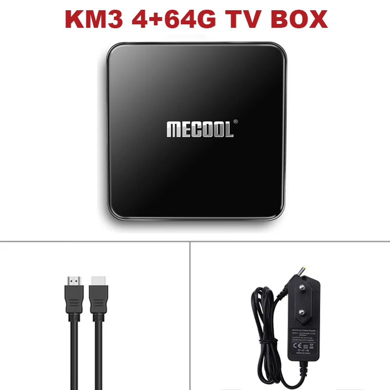 tv box 4-64G MECOOL KM3 Android 9,0 ТВ коробка 4 Гб DDR4 Оперативная память 64 Гб Встроенная память Google Сертифицированный Android ТВ коробка USB 3,0 set top tv Box 4 к HD медиа плеер - Цвет: tv box 4-64G