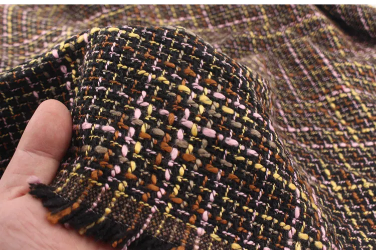 free ship tweed fabric deep tan with other colors weave price for half meter 59&quot | Дом и сад
