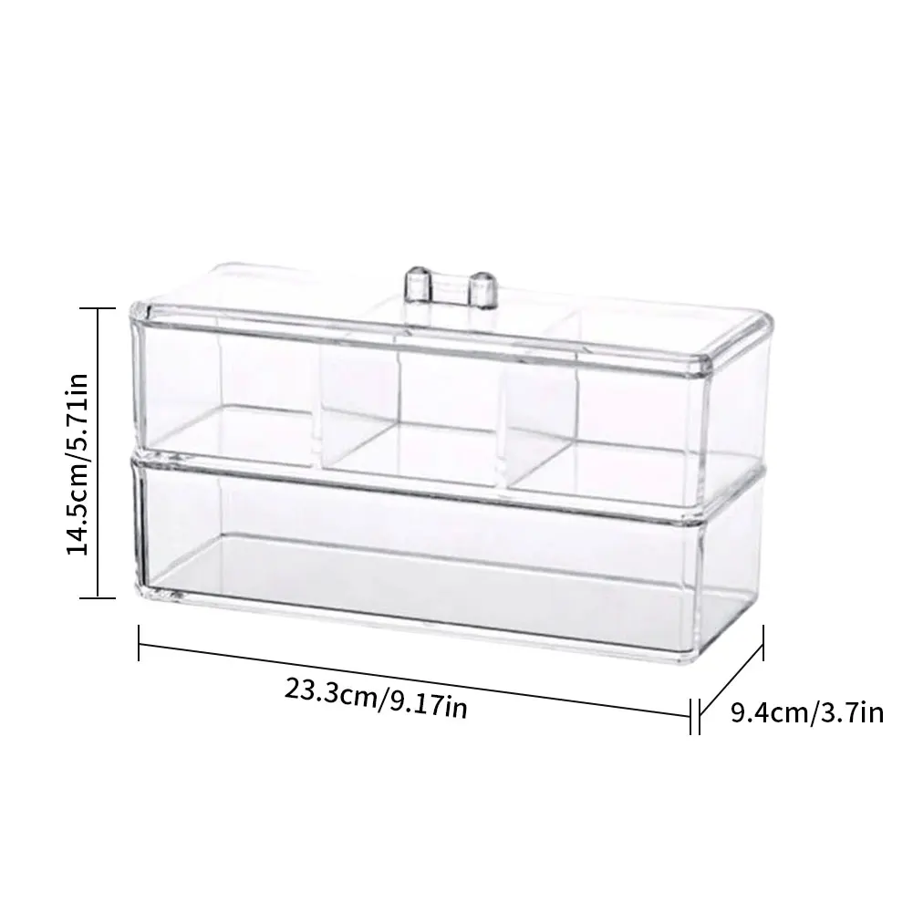 

Double-layer Makeup Storage Box Cosmetics Organizer Transparent Plastic Box Makeup Brush Drawer Finishing with Cover Dustproof