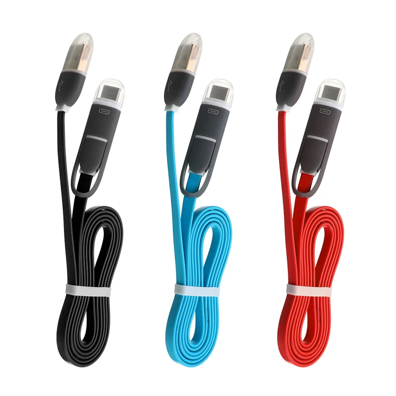 2 в 1 USB кабель для iPhone Samsung Xiaomi мульти быстрое зарядное устройство Micro мобильный