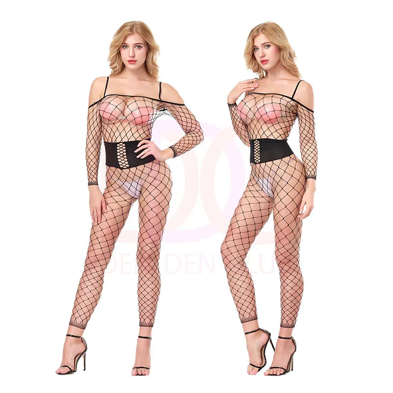 Размера плюс корпус чулки в сеточку для танцевальных клубов Косплэй с открытой