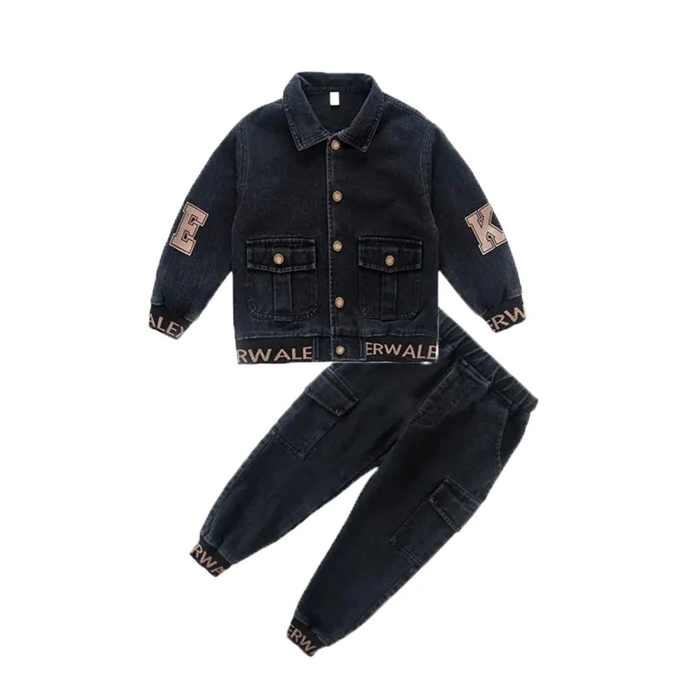

Spring & Autumn Denim Boy Sets New 2021 Korean Version Fashion Clothes For Teens Two-Piece Cowboy Casual Children's Clothing