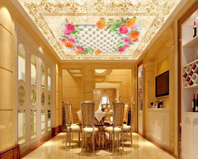 

Custom 3D Photo Wallpaper European beautiful pastoral style marble Wall Painting Living Room Bedroom Ceiling Mural Wallpaper 3D