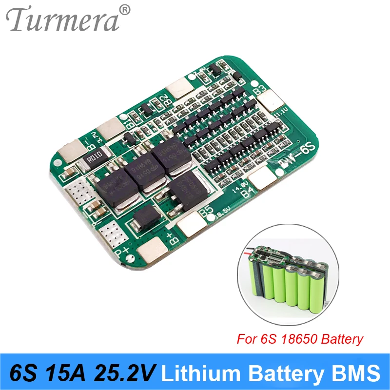 

Turmera 6S 15A 25.2V BMS 18650 Lithium Battery Protect Board for 20V 25V Screwdriver and 24V Massage Gun Muscle Battery Pack Use