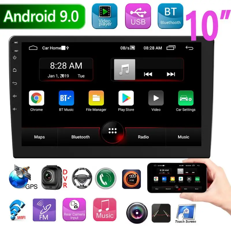 Автомобильный радиоприемник Android 9 0 10-дюймовый IPS экран два DIN GPS-навигация