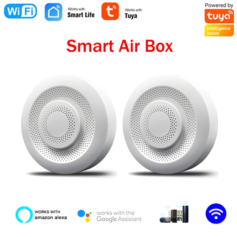 

Tuya Wifi Air Box Smart Air Quality Monitor CO2 VOC Gas Sensor Detector Automation Alarm Detector Temperature Humidity Sensor
