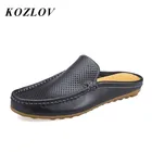 Мужские мокасины с перфорацией KOZLOV, черные повседневные лоферы из натуральной кожи, воздухопроницаемые слипоны, для лета, 2019