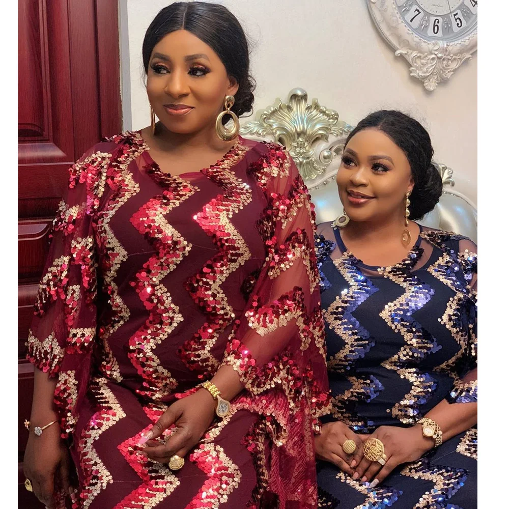 Сексуальное Африканское платье с блестками для женщин супер яркое Анкары