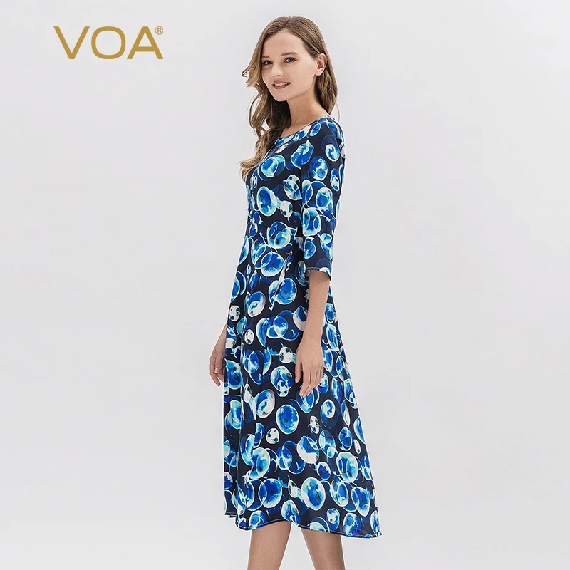 VOA винтажное шелковый шелк платье женское блестящее теплое платья женские