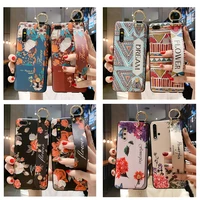 vintage floral wrist strap case for oppo realme 6 pro 7 c1 c11 wristband case soft tpu holder cover phone cases