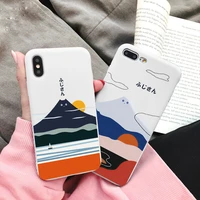 abstract art mount fuji japan landscape cat phone case for iphone x xr xs max 13 12 11 pro max 7 8 plus se 2020 silicone cover