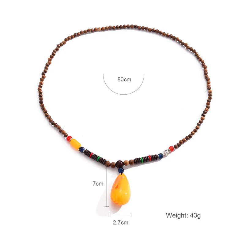 Мужские деревянные бусины HONGYE в стиле ретро украшения для свитера ожерелье