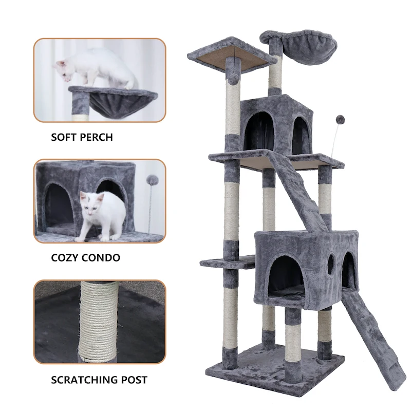 

Luxury Cat Tree Tower Multi-functional Cat Condo Furniture With Sisal Scratch Post Toy For Cats Kitten Cat House Fast Delivery