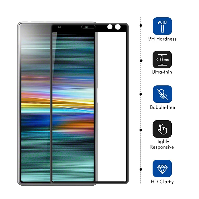 Закаленное стекло для sony Xperia 10 Plus Защитное экрана полное покрытие протектор Xperial