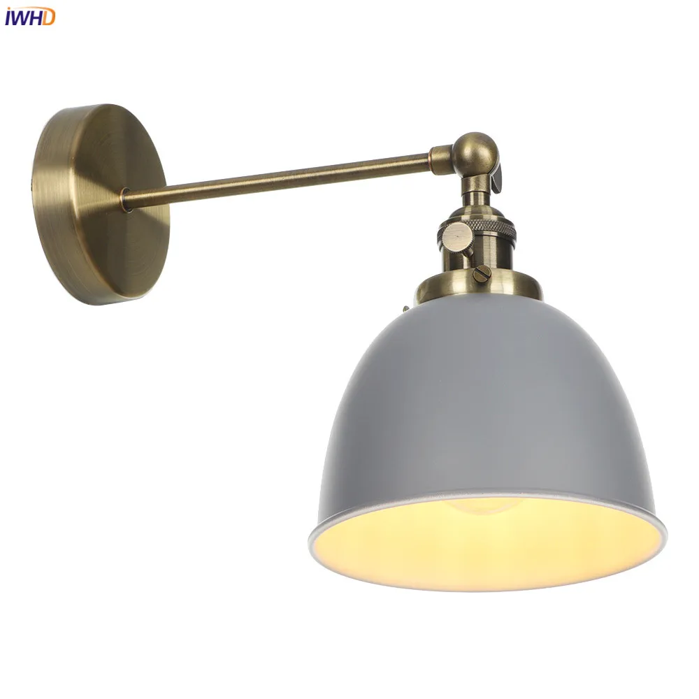 IWHD серый металлический Ретро светодиодный настенный светильник для спальни