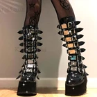 Ботинки на платформе, в готическом стиле, мотоциклетные, с пряжками, большие размеры 34-50