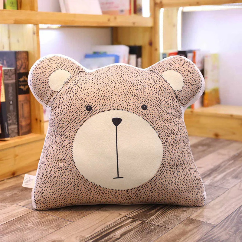 Bear Ins/Лидер продаж, мягкая подушка в скандинавском стиле с изображением слона, лисы, лося, медведя, жирафа, кролика, детская подушка для спокойного сна, украшение комнаты, игрушка, подарок на праздник - Цвет: Bear