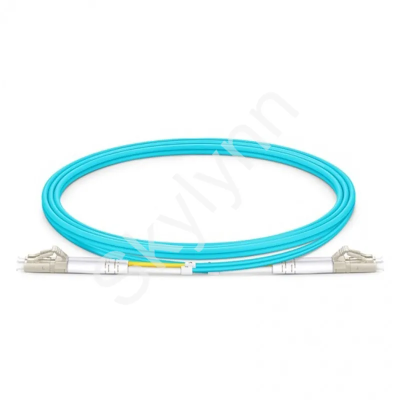 Tanie Skylynn Z Włókna łatka Optyczna Przewód, 50 Sztuk/worek LC/UPC-LC/UPC OM3 Duplex 3.0mm Aqua LSZH Kurtka Kabel Jumper 1M 2M